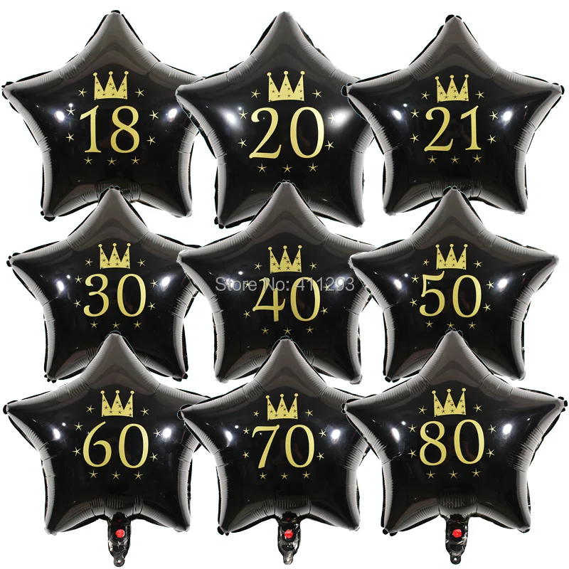 3 шт./лот 30th на день рождения воздушные шары, 16, 18, 20, 21 30 40 50 60 70 80th День Рождения украшения черного и золотого цвета серебряный годовщина воздушные шары