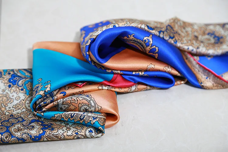 New four color paisley colorful silk scarf 100% real natural silk shawl big size silk stole