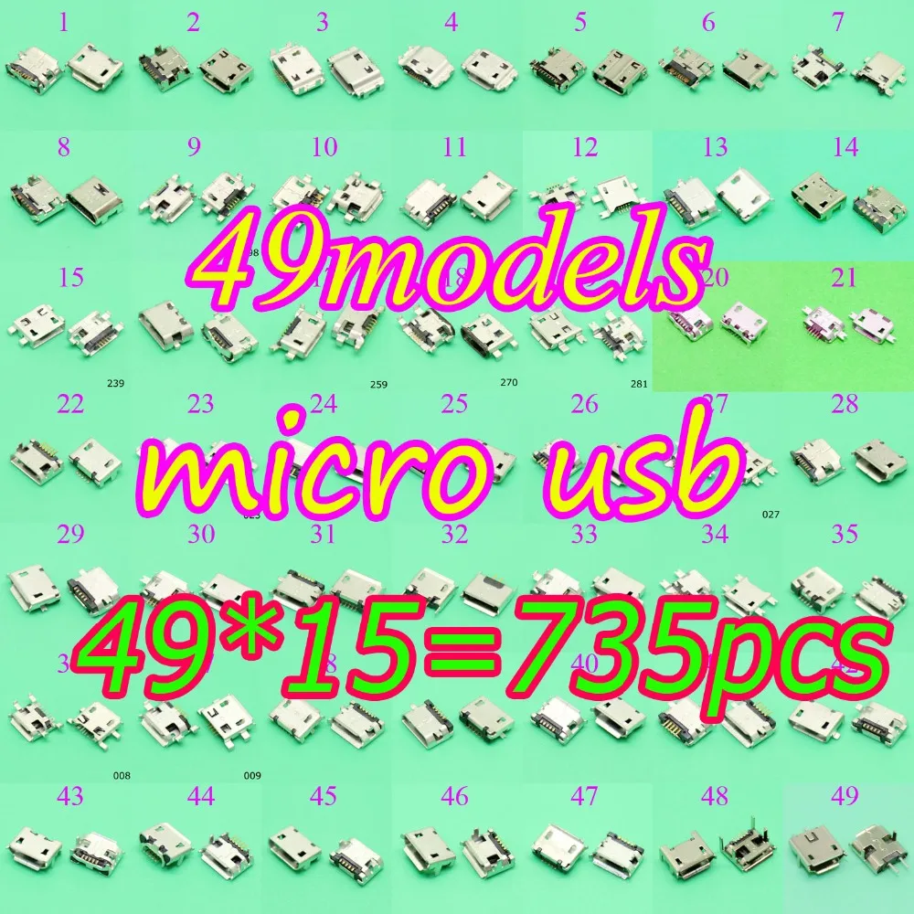 49 моделей 735x Micro USB разъем 5 Булавки 7 зарядки порт для Pad/Tablet/мобильный|jack connector|jack