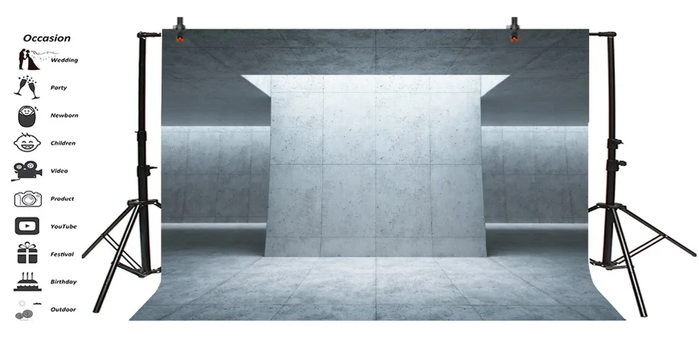 Laeacco 3D Blank Concrete Space Interior Scene Baby Photography Backgrounds Customized Photographic Backdrops For Photo Studio |