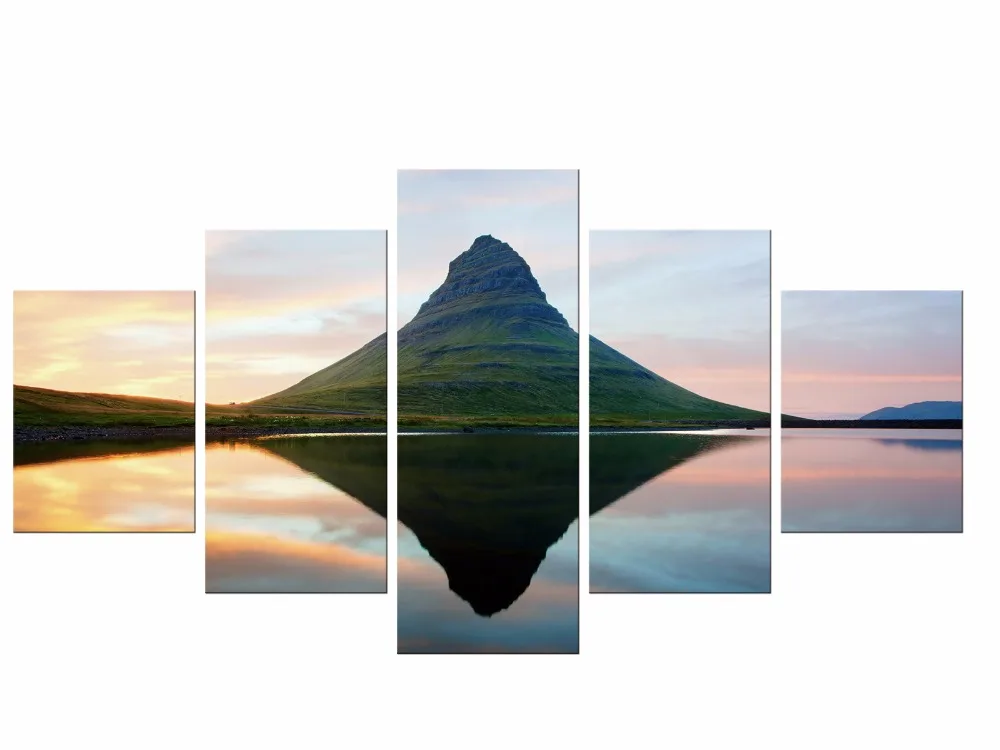 5 шт. Пейзаж Природа Гора пик лес туман облака закат небо настенное искусство