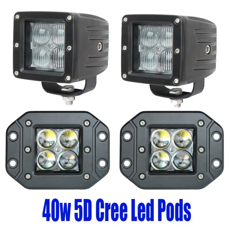 2 шт. 5D 40 Вт СИД утапливаемое крепление Pod Led дальнего света Лампа для рабочего