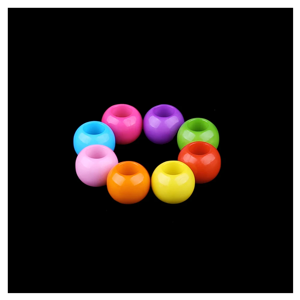 80 шт./лот многоцветные акриловые Круглые бусины с большим отверстием аксессуары