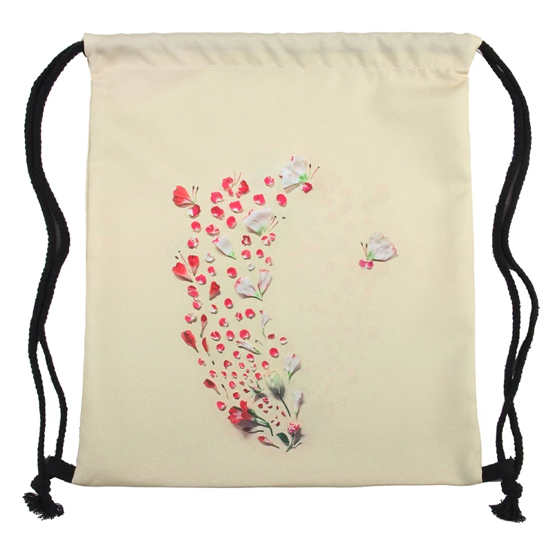 Новый Модный женский рюкзак с лепестками на шнурке 3D принтом дорожная мягкая