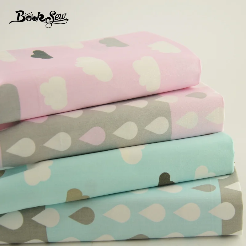 

Booksew Cotton Fabric Raindrop and Cloud Design Blue and Pink Cloth 40cmx50cm Patchwork Dress Bedding Sewing Home Decoration