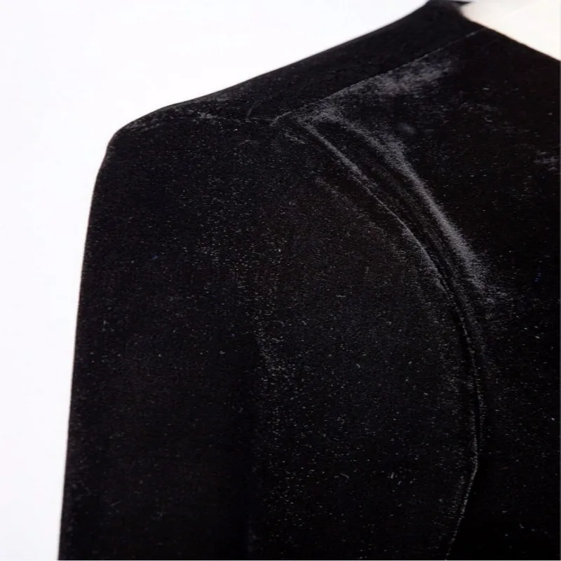 Женское платье осень зима золото бархат v образным вырезом с длинным рукавом А
