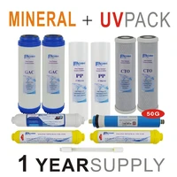 1 year supply mineral ultraviolet reverse osmosis system replacement filter sets 11 filters with uv bulb and 50 gpd ro membrane