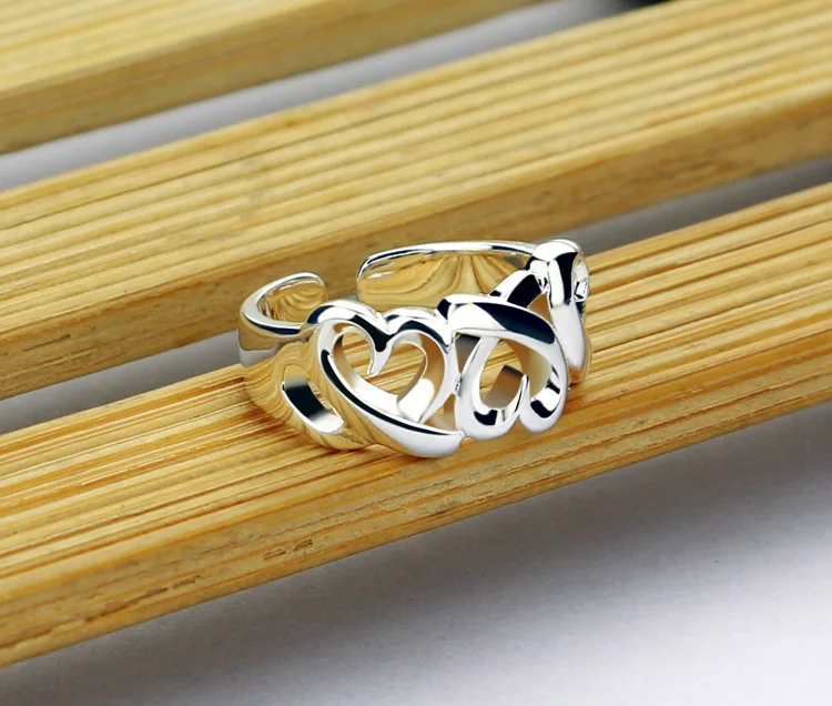 Новое модное простое кольцо в форме сердца. Женское с регулируемым размером