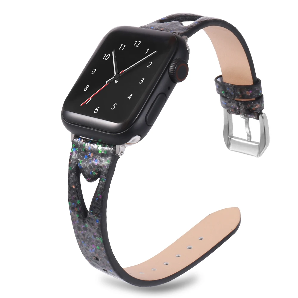 Кожаный ремешок для apple watch 40 мм 44 iwatch 38 42 Блестящий из натуральной кожи 4 3 2 1
