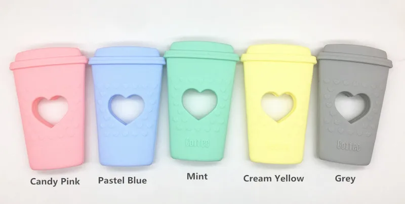 Chenkai 5 шт. BPA Free DIY Милая силиконовая чашка кофе Прорезыватель детское кольцо для соски подвеска-грызунок игрушки ремесла аксессуары