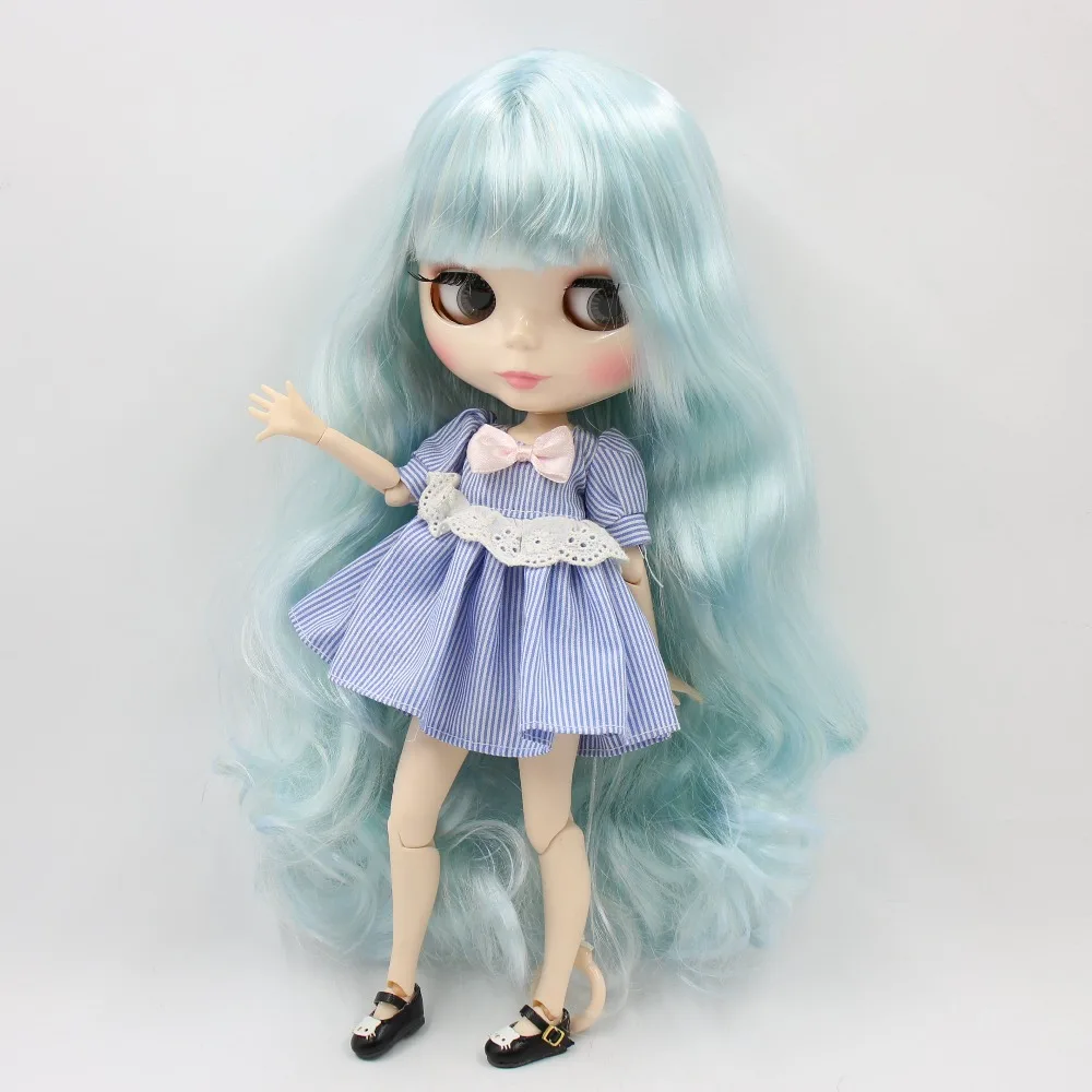 Ледяная кукла DBS Blyth 1/6 bjd сустав тела белая кожа 30 см синий микс мятный волос голый