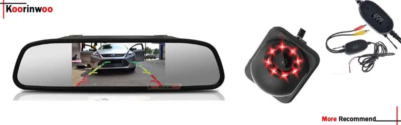 Koorinwoo паркинг Moniteur Voiture монитор 8 огней ночного видения Металлическая Автомобильная камера заднего вида с 4," Автомобильный видео монитор зеркало