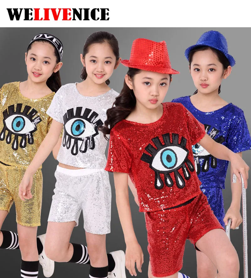 Танцевальные костюмы для девочек с блестками в стиле Джаз и хип хоп|costume dance