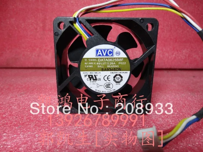 Для AVC DATA0625B8F 6 см 6025 48 В 0.26A четырехпроводный двойной шарикоподшипник ++