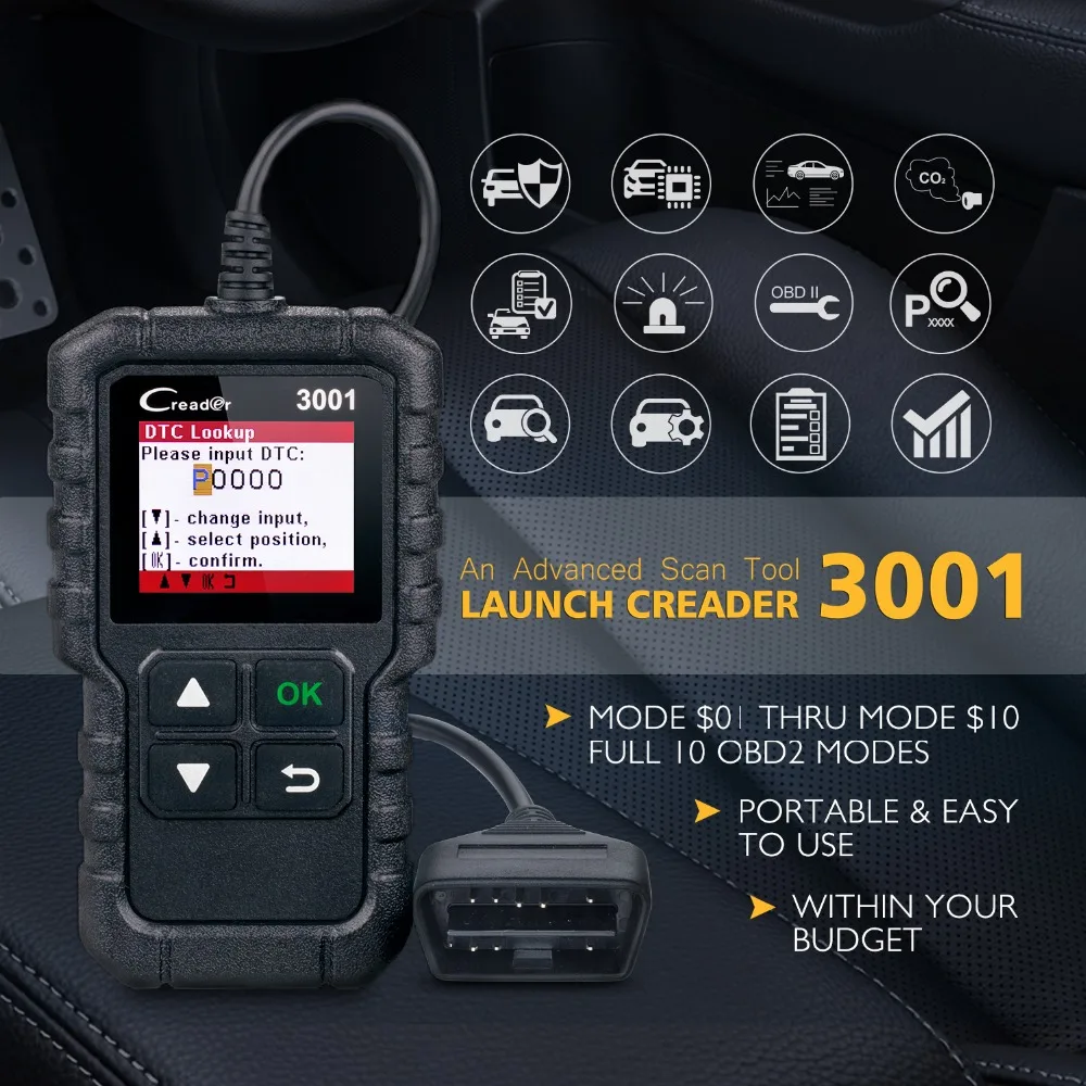 Диагностический сканер LAUNCH X431 CR3001 считыватель кодов OBD2 для автомобилей с