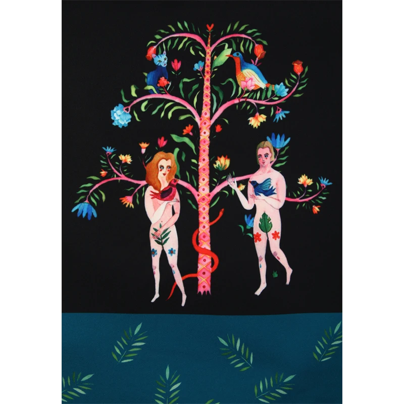 Jungle me 2017 New A-Line V neck Pattern Dress High quality Polyester Party Woman clothing | Женская одежда