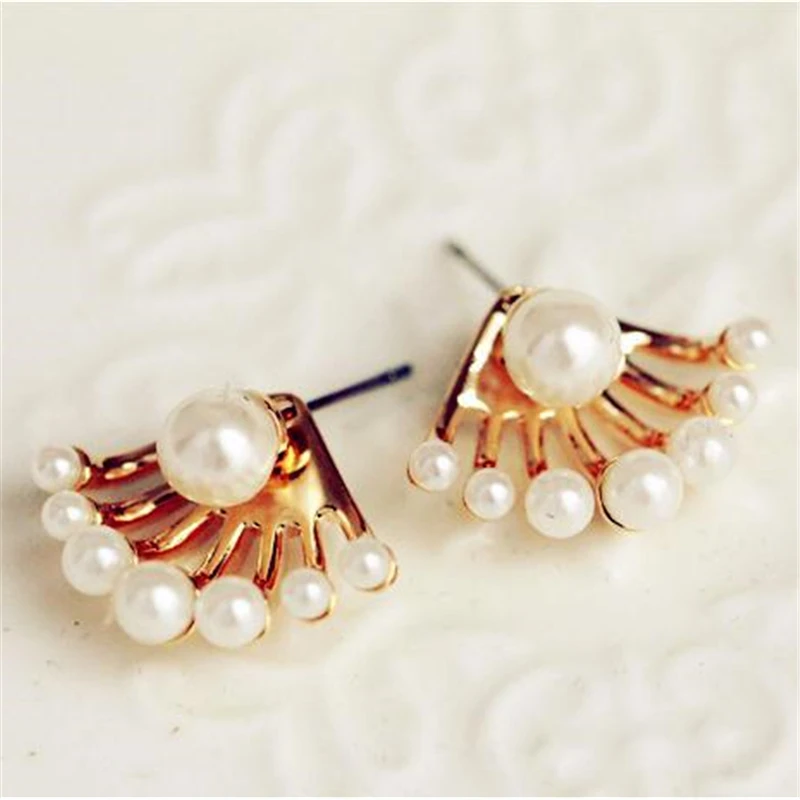 Модные женские серьги спереди и сзади висячие имитация жемчуга массивные клипсы