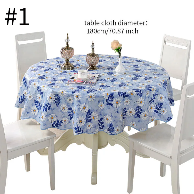 style 1 L Круглая скатерть, ПВХ, водонепроницаемая скатерть, пасторальная, с цветочным принтом, скатерть, маслостойкая, домашняя скатерть, скатерть для обеденного стола - Цвет: style 1 L