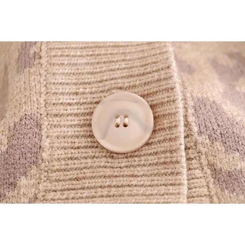 2018 женский модный Леопардовый коричневый кардиган осень-зима ребристый вязаный