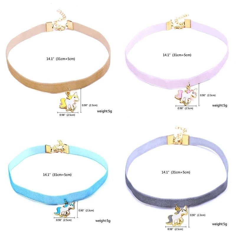 Новинка для девочек детей женщин 4 цвета милый единорог кулон кружево колье
