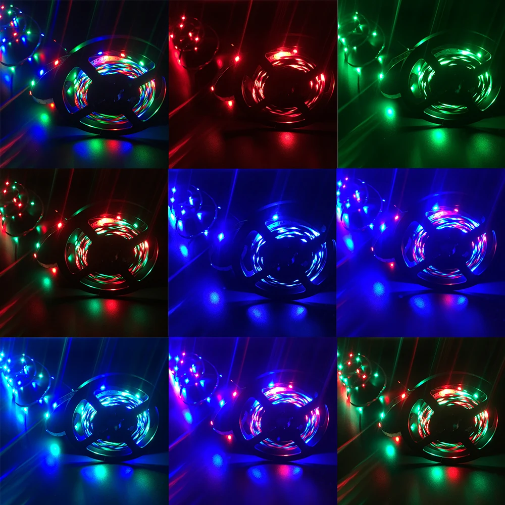 ZDM новое обновление Гибкая rgb12v ленты el провода 3528 5 м светодио дный светодиодные полосы света 24key пульт дистанционного управления 2A адаптеры питания