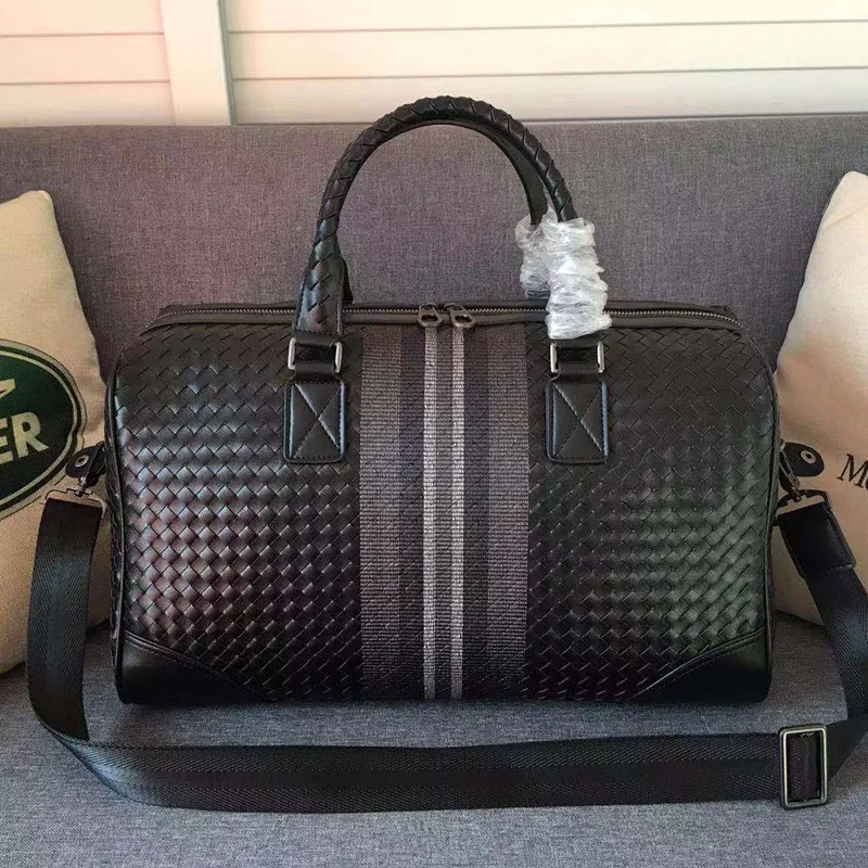 Kaisiludi leather men's bag embroidery woven handbag shopping large capacity travel  fitness bag mommy bag