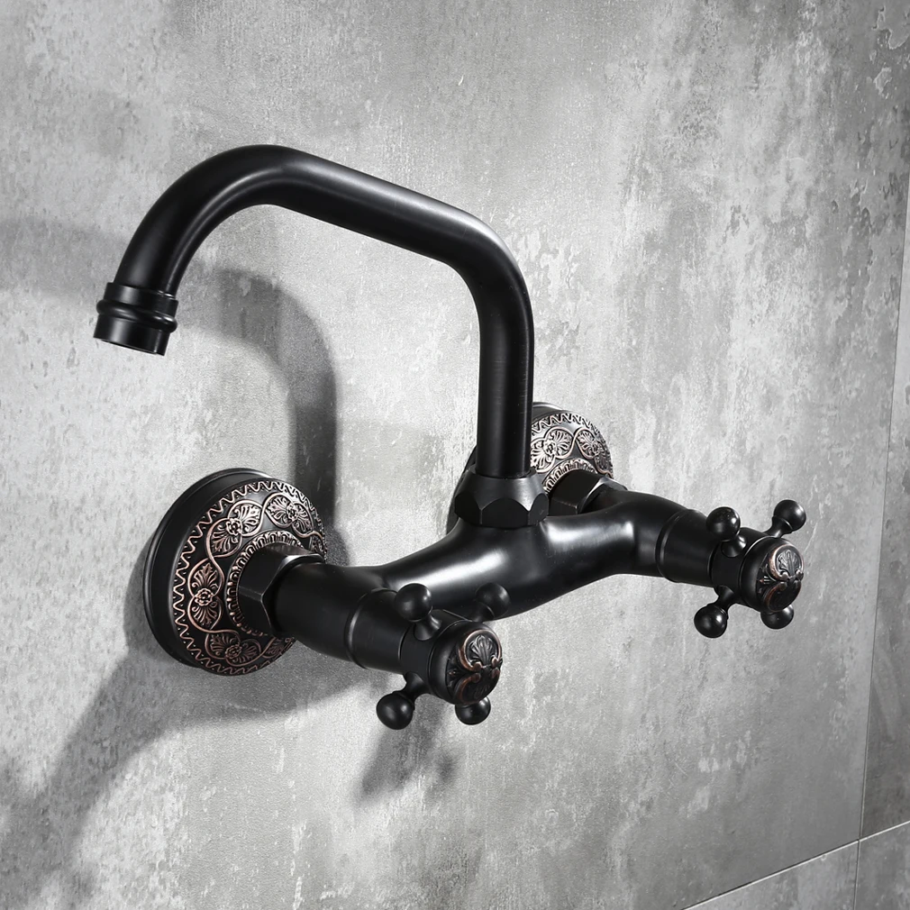 Классический антикварный полностью медный масляный резиновый смеситель с двумя