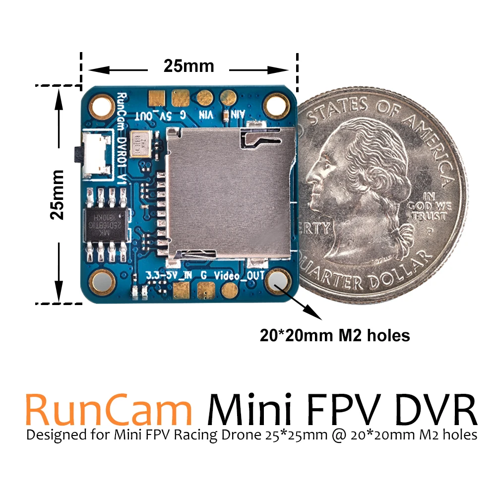 RunCam Mini FPV DVR видеовыход без потерь постоянного тока 3 5 В 20*20 мм Монтажное отверстие