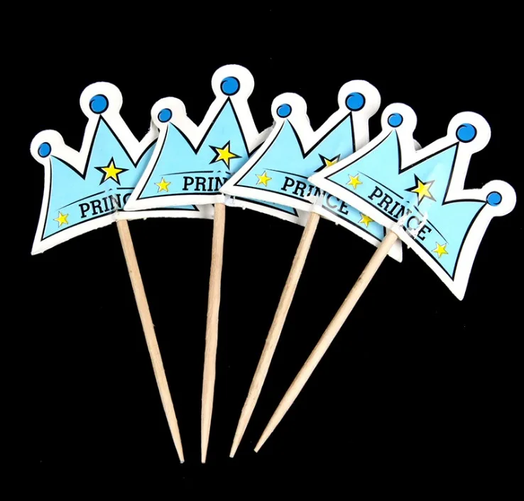 Синий Принц Корона Звезда Дизайн Торт deocration флаг для дня рождения ребенка душ