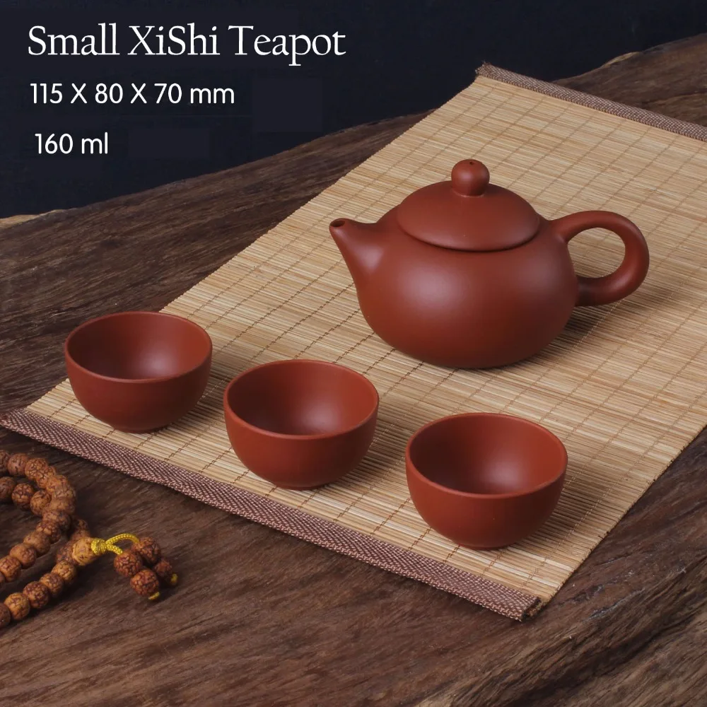 

Authentic 4 Pcs Kung Fu Tea Set [1 Teapot + 3 Cups] 150ml XiShi Kettle Infuser Yixing Teapots Handmade Zisha Ceramic Porcelain