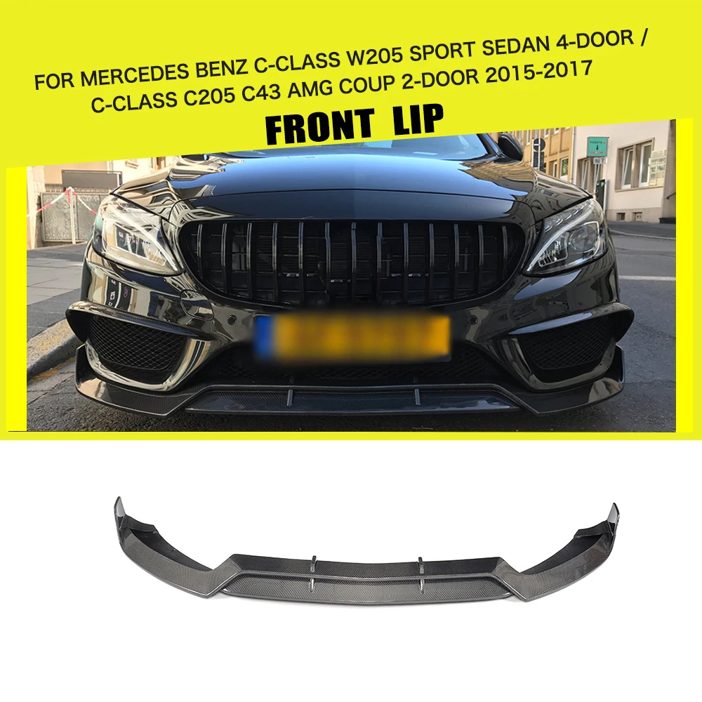 Передний бампер из углеродного волокна для Mercedes-Benz C Class W205 C205 C43 AMG C180 C200 Sport Coupe Sedan