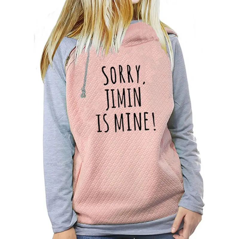 Новинка 2018 модные толстовки с принтом SORRY JIMIN IS MINE женские топы свитшоты