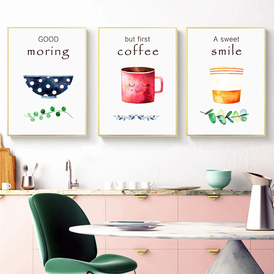Кичен Cofe настенные художественные плакаты и принты Кофе на холсте Картины Nordic