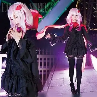 Костюм для косплея аниме Yuzuriha Inori модный черный полный комплект платье + шарф