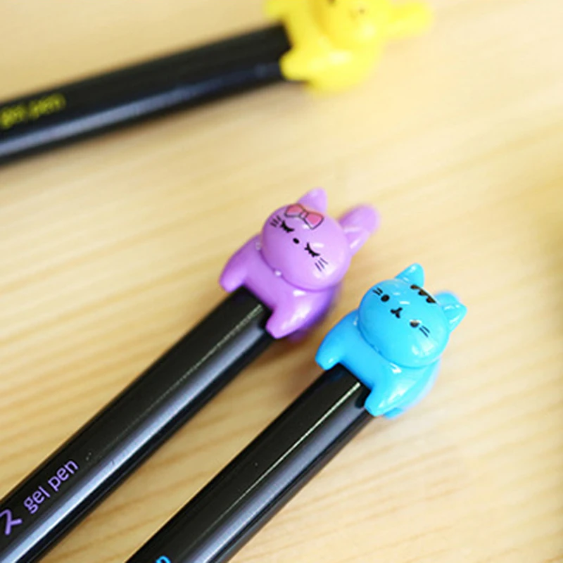 6 шт./лот гелевые ручки с черными чернилами для милых кошек Kawaii Lucky Kitties гелевая