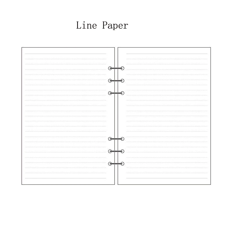 Line Paper Внутренний блокнот EZONE, сменные основные страницы A5/A6/A7, 6 отверстий, вкладыш для ноутбука, заправка, офисные канцелярские принадлежности, молочный план - Цвет: Line Paper