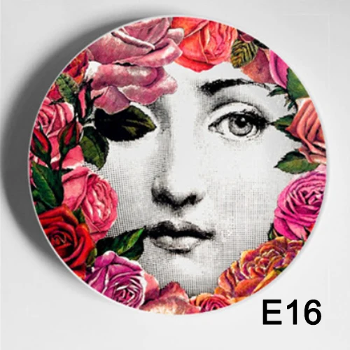 E16 Красивые тарелки fornasetti Керамическая Настенная декоративная тарелка Креативный дизайн классический элегантный Бар Отель домашний декор - Цвет: E16
