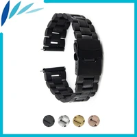 stainless steel watch band 22mm for samsung gear 2 r380 r381 r382 safety clasp strap loop belt bracelet black gold silver