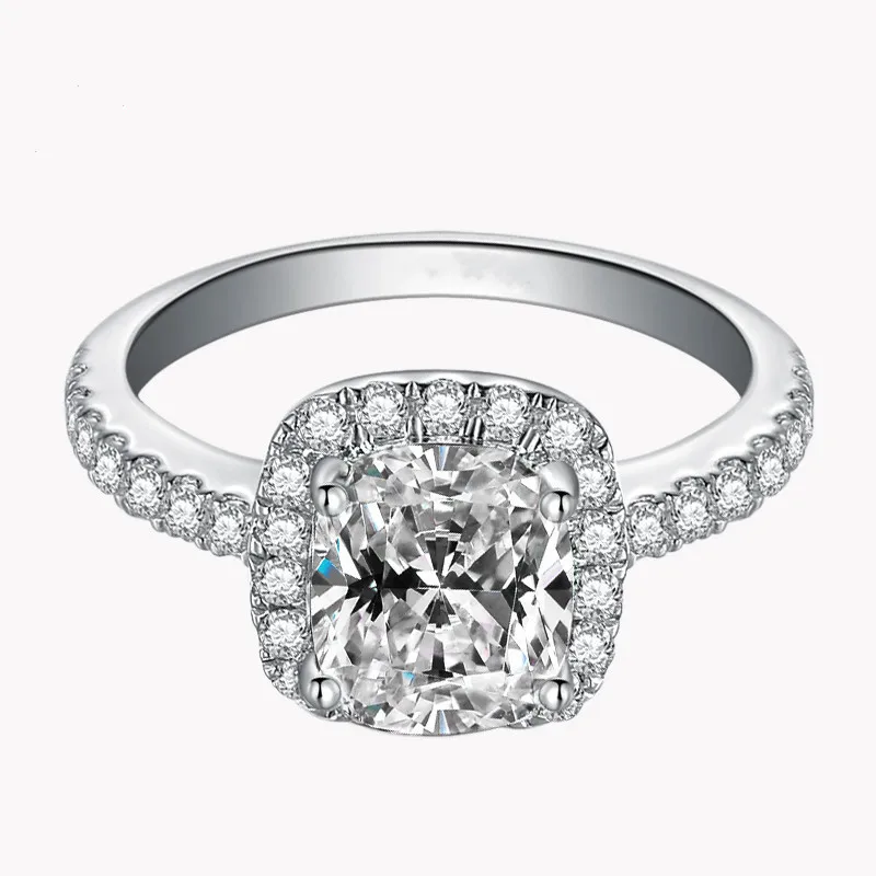 Женские серебряные кольца CC яркие прямоугольные с кубическим цирконием модные