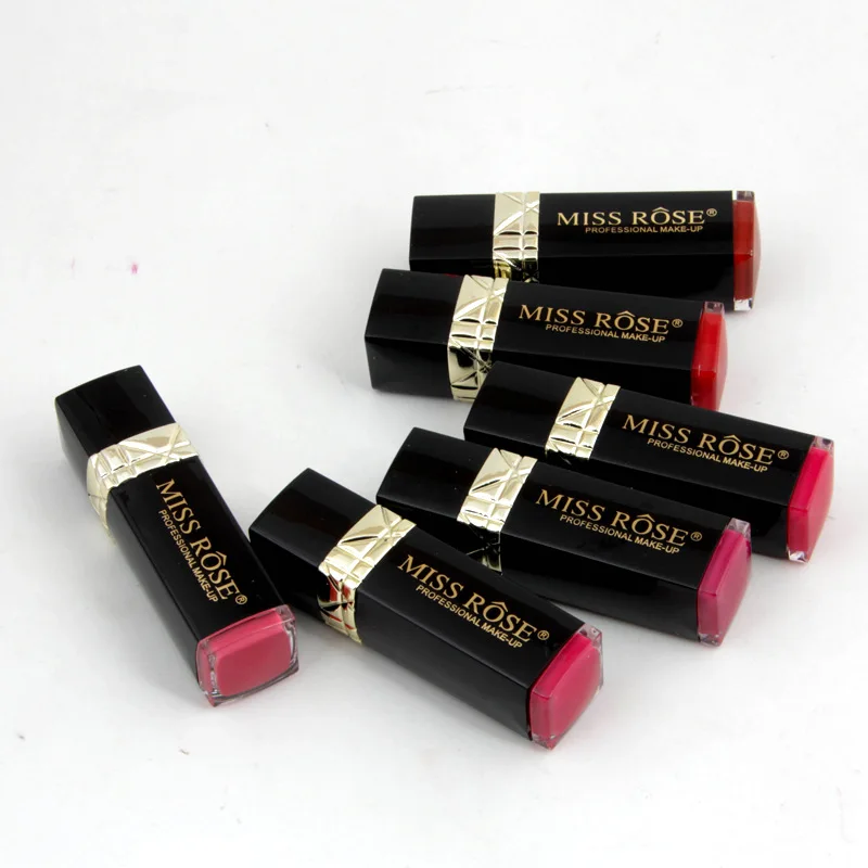MISS ROSE 24 шт квадратная трубка Элегантная черная губная помада не легко