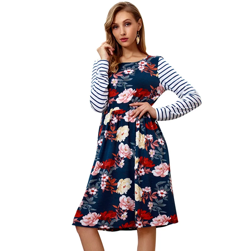 Julyee платье миди с цветочным принтом Осенняя Женская одежда длинными рукавами в