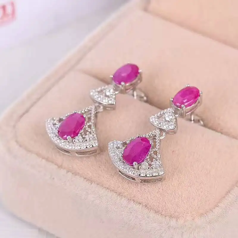 Модный Рубин Серьги для вечерние 4 шт. Природный Африканский рубиновые серьги