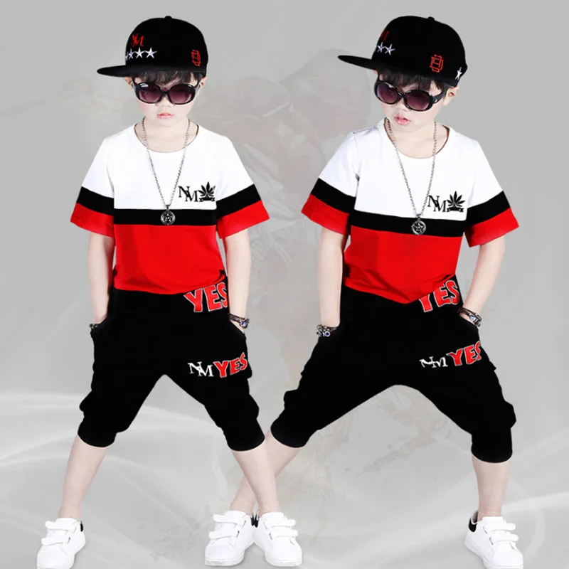 Детская одежда для мальчиков Новинка Лето 2019 спортивный костюм с буквенным