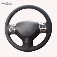shining wheat black artificial leather steering wheel cover for mitsubishi lancer ex 10 lancer x outlander asx colt pajero sport