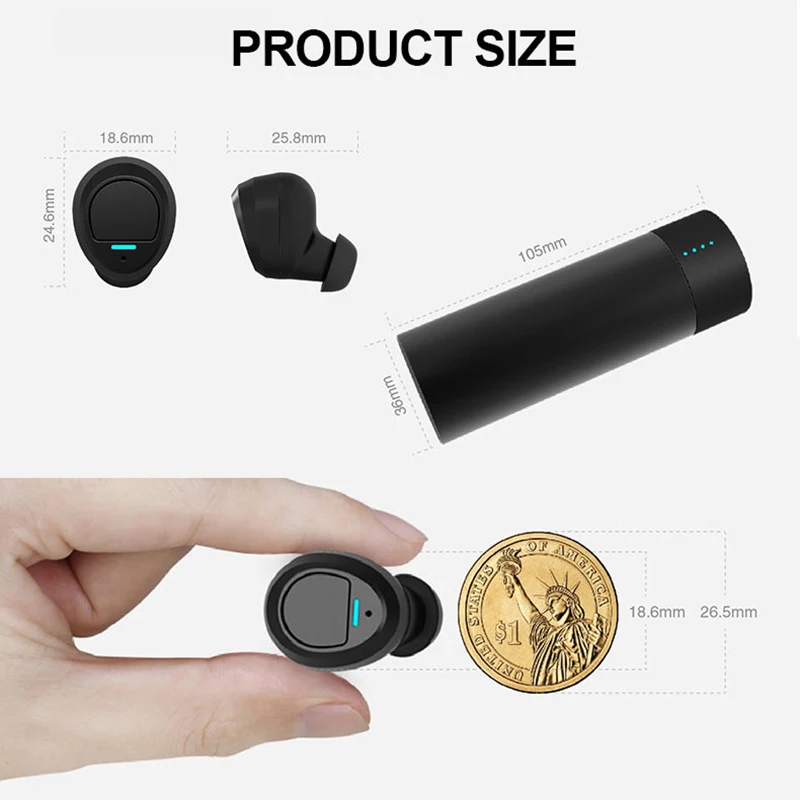 TWS ES62 Bluetooth earphones Waterproof IPX6 wireless earphone Bluetooth5.0 3D stereo with microphone | Электроника