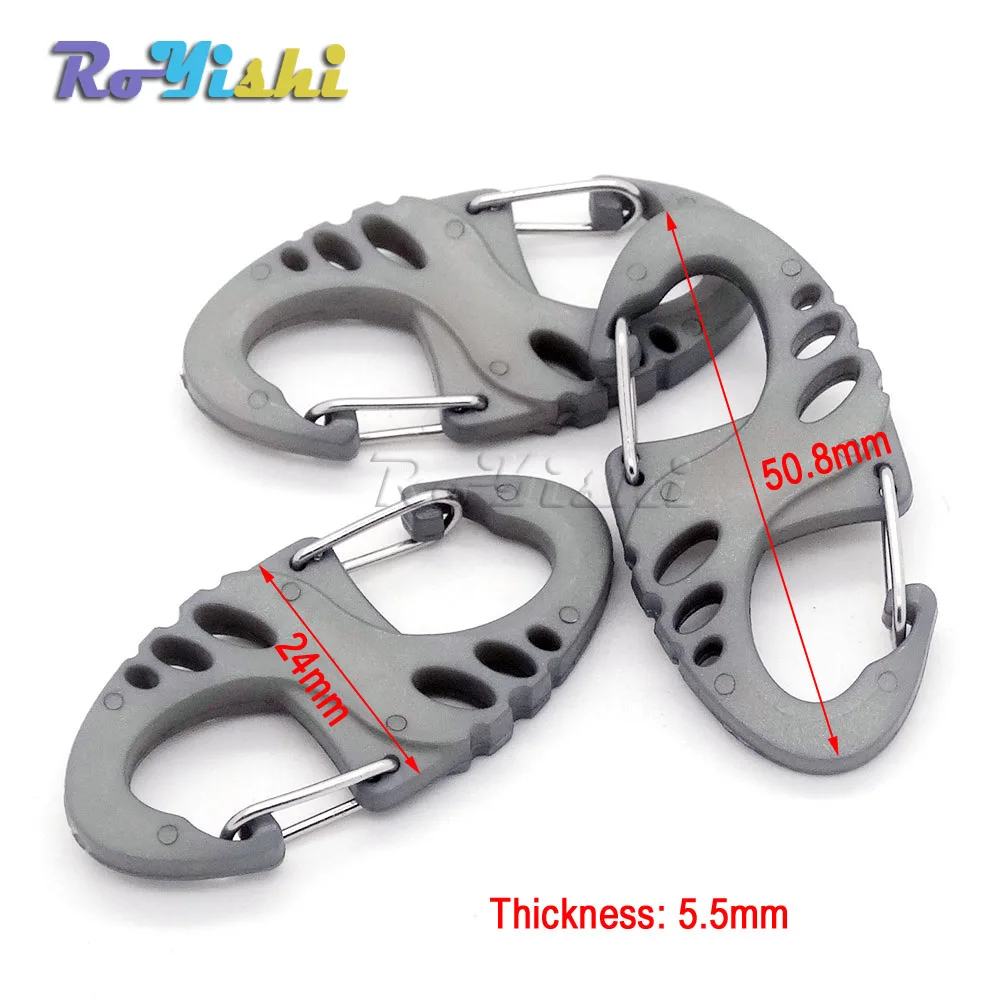 Зажим-карабин из разноцветного пластика S-образный для Паракорда браслет/брелок