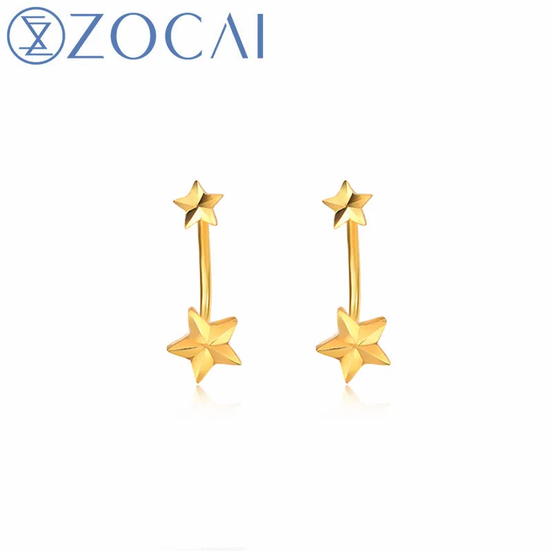ZOCAI Новое поступление 18k желтое золото серьги в форме звезды подарок прекрасные