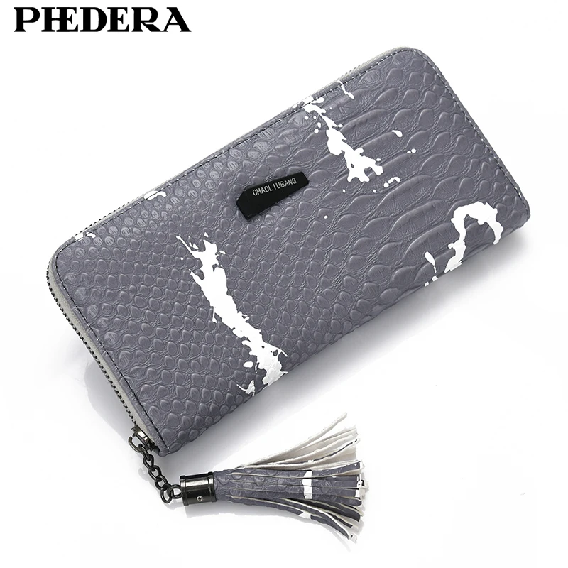 Акция роскошный длинный женский кошелек с рисунком аллигатора модные кожаные