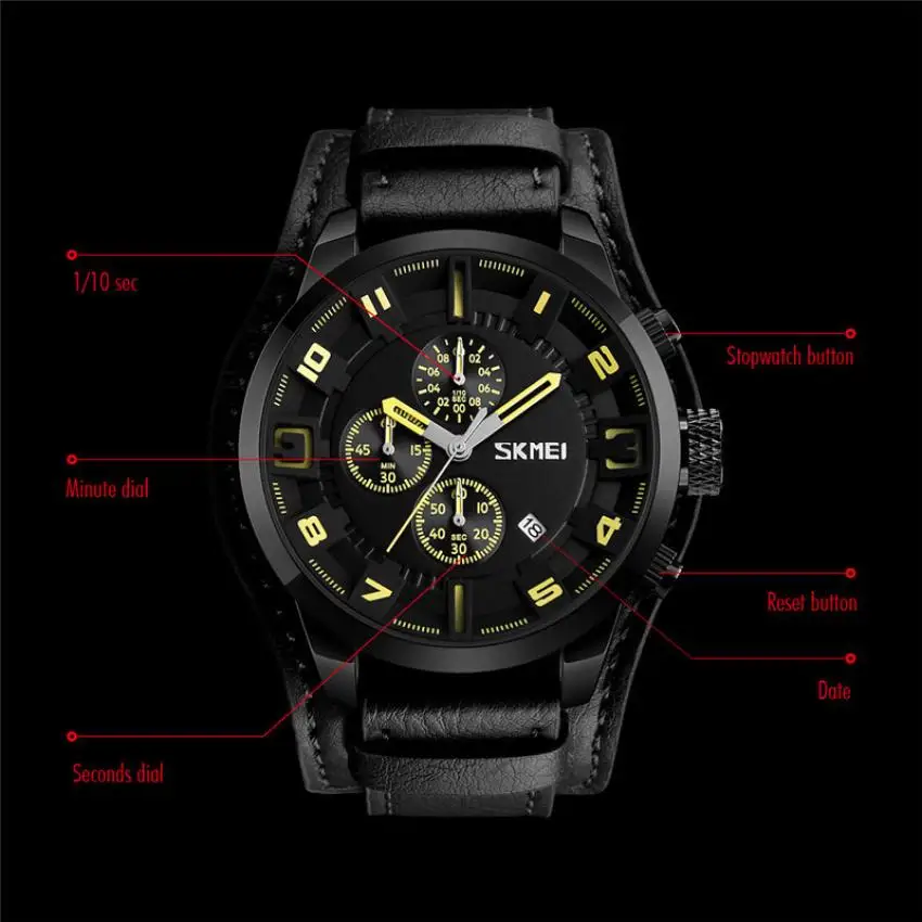 

SKMEI Sport Quartz Watch New Fashion Men Watch Luxury Business Leather Watch Waterproof Wristwatches Outdoor Relogio Masculino