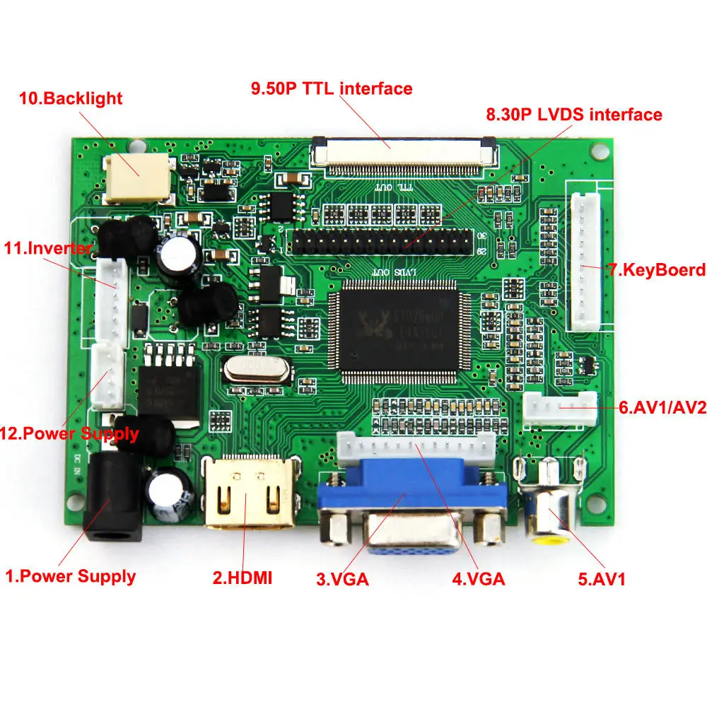 12 3 дюймовая 1280*480 LQ123K1LG03 ЖК панель + HDMI VGA 2AV контроллер плата привода|vga vga|board boardvga